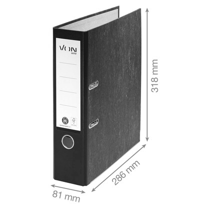 Artikelbild 5 für VON LEITZ Ordner schwarz mamoriert Karton 8,0 cm DIN A4, 1 St., Artikelnummer 635609