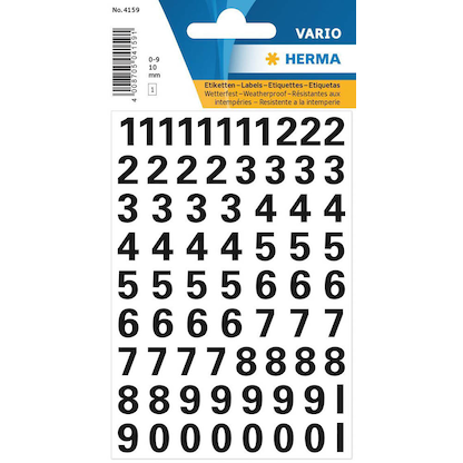 Artikelbild für HERMA Klebenummern 4159 Zahlen, schwarz, 71 Etiketten, Artikelnummer 894826