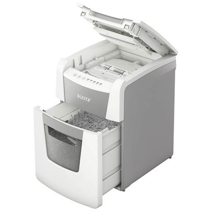 Artikelbild 5 für AKTION: LEITZ IQ Autofeed Small Office 100 Aktenvernichter mit Partikelschnitt P-4, 4 x 28 mm, bis 100 Blatt, grau, Artikelnummer 420483