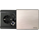 Artikelbild 1 für HAMMERBACHER 1-fach Tischsteckdose 3,0 m silber mit USB-Buchse, Artikelnummer 689861