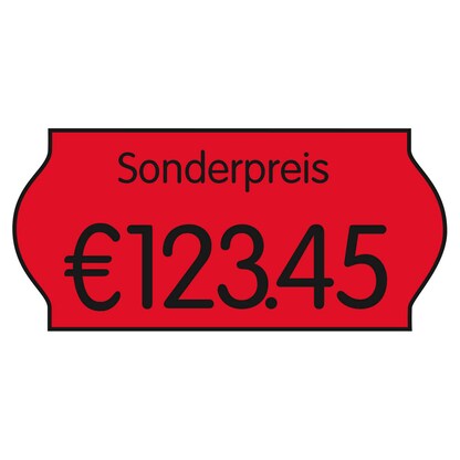 Artikelbild für METO Preisetiketten leuchtrot permanent 26,0 x 12,0 mm, 18 Rollen, Artikelnummer 194548