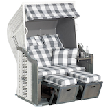 Artikelbild 1 für Sunny Smart® Strandkorb Rustikal 255 Plus hellgrau, weiß, dunkelgrau, weiß Kunststoff, Holz, 9-teilig, Artikelnummer 676294