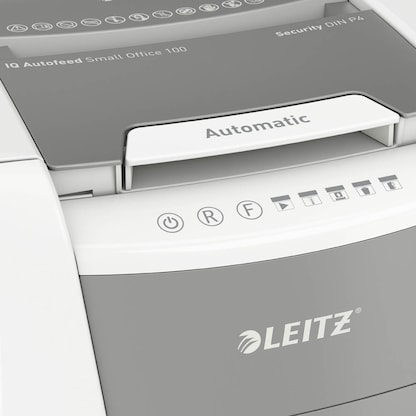 Artikelbild 6 für AKTION: LEITZ IQ Autofeed Small Office 100 Aktenvernichter mit Partikelschnitt P-4, 4 x 28 mm, bis 100 Blatt, grau, Artikelnummer 420483