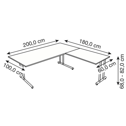Artikelbild 2 für Kerkmann Lago Schreibtisch weiß L-Form, C-Fuß-Gestell chrom 200,0 x 100,0 cm, Artikelnummer 656114