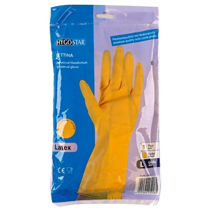 Artikelbild für HYGOSTAR unisex Gummihandschuhe Bettina gelb Größe 9, 1 Paar, Artikelnummer 651598
