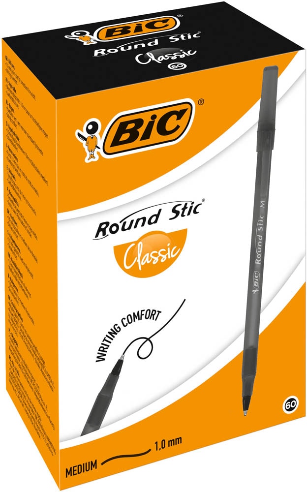 BIC Round Stic Kugelschreiber - Medium Point, 60 Stück Im Karton, Matte Kappe