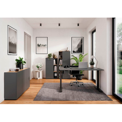 Artikelbild 4 für GERMANIA Adrano höhenverstellbarer Schreibtisch grafit rechteckig, T-Fuß-Gestell schwarz 120,0 x 80,0 cm, Artikelnummer 613197