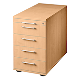 Artikelbild 1 für HAMMERBACHER Solid Standcontainer buche 5 Auszüge Kunststoff-Relinggriff silber 42,8 x 80,0 x 72,0 - 76,0 cm, Artikelnummer 984443