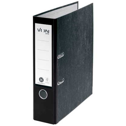 Artikelbild für VON LEITZ Ordner schwarz mamoriert Karton 8,0 cm DIN A4, 1 St., Artikelnummer 635609