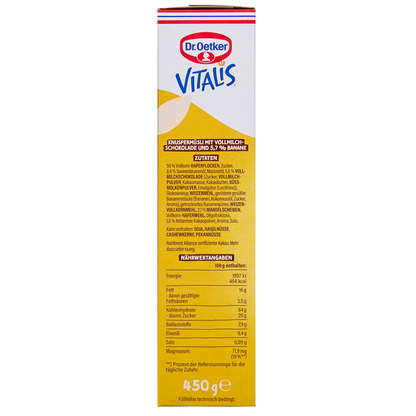 Artikelbild 5 für Dr. Oetker VITALIS KNUSPER SCHOKO+BANANE Müsli 450,0 g, 1 St., Artikelnummer 554227