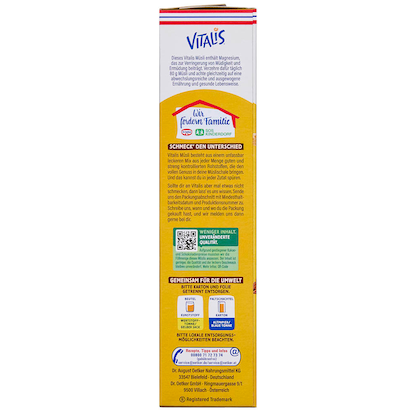 Artikelbild 6 für Dr. Oetker VITALIS KNUSPER SCHOKO+BANANE Müsli 450,0 g, 1 St., Artikelnummer 554227