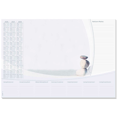 Artikelbild für SIGEL Schreibtischunterlage Harmonie 2026/2027/2028 weiß/grau Papier 59,5 x 41,0 cm, 30 Blatt, Artikelnummer 585614
