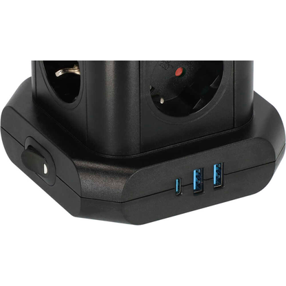 Artikelbild 3 für brennenstuhl 8-fach Steckdosenturm 2,0 m schwarz mit USB-Buchse, Artikelnummer 734339