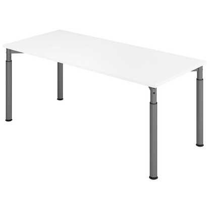 Artikelbild für HAMMERBACHER Mirakel höhenverstellbarer Schreibtisch weiß rechteckig, 4-Fuß-Gestell grau 180,0 x 80,0 cm, Artikelnummer 998950