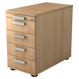 Artikelbild 1 für HAMMERBACHER SC50 Standcontainer eiche 5 Auszüge Stahl-Relinggriff silber 42,8 x 80,0 x 72,0 - 76,0 cm, Artikelnummer 860458