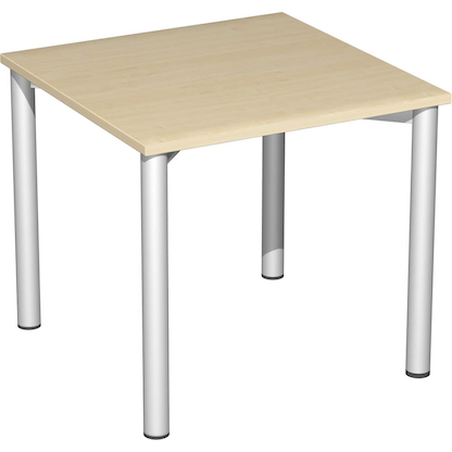 Artikelbild für geramöbel Flex Schreibtisch ahorn, silber quadratisch, 4-Fuß-Gestell silber 80,0 x 80,0 cm, Artikelnummer 880125