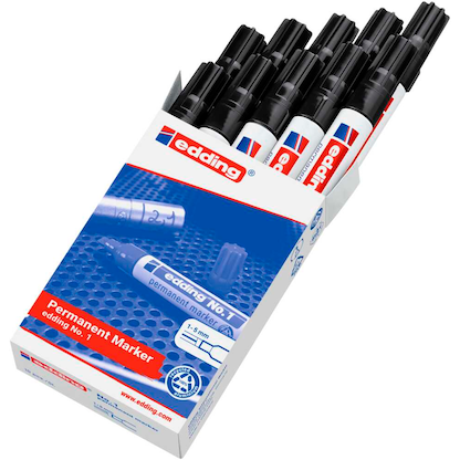 Artikelbild für edding No. 1 Permanentmarker schwarz 1,0 - 5,0 mm, 10 St., Artikelnummer 254938