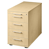 Artikelbild 1 für HAMMERBACHER Solid Standcontainer ahorn 5 Auszüge Kunststoff-Relinggriff silber 42,8 x 80,0 x 72,0 - 76,0 cm, Artikelnummer 984450