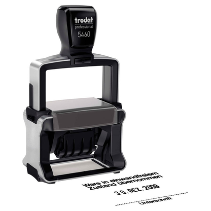 Artikelbild für trodat Datumstempel mit Text individualisierbar 5460 selbstfärbend schwarz Logo möglich, 1 St. - Direkt online personalisieren, Artikelnummer 640456