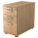 Artikelbild 1 für HAMMERBACHER SC40 Standcontainer eiche 4 Auszüge Stahl-Relinggriff silber 42,8 x 80,0 x 72,0 - 76,0 cm, Artikelnummer 860977