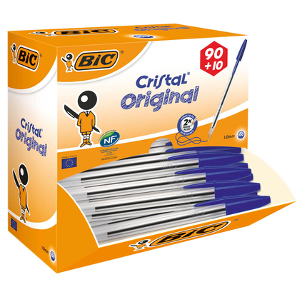 Artikelbild für 90 + 10 GRATIS: BIC Kugelschreiber Cristal® Original transparent, Schreibfarbe: blau, 90 St. + GRATIS 10 St., Artikelnummer 287545