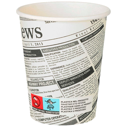 Artikelbild für STARPAK Einweg-Kaffeebecher Newsprint weiß 0,2 l, 50 St., Artikelnummer 642477