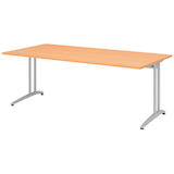 Artikelbild 1 für HAMMERBACHER Altus Schreibtisch buche rechteckig, C-Fuß-Gestell silber 200,0 x 100,0 cm, Artikelnummer 629636