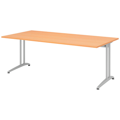 Artikelbild für HAMMERBACHER Altus Schreibtisch buche rechteckig, C-Fuß-Gestell silber 200,0 x 100,0 cm, Artikelnummer 629636