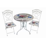 Artikelbild 1 für Garden Pleasure Sitzgruppe FLORAL, weiß Metall, 3-teilig, Artikelnummer 309987