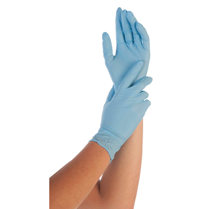Artikelbild für HYGOSTAR unisex Einmalhandschuhe SAFE LIGHT blau Größe M, 100 St., Artikelnummer 588012