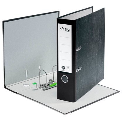 Artikelbild 2 für VON LEITZ Ordner schwarz mamoriert Karton 8,0 cm DIN A4, 1 St., Artikelnummer 635609