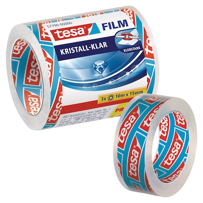 Artikelbild für tesa KRISTALL-KLAR Klebefilm transparent 15,0 mm x 10,0 m 3 Rollen, Artikelnummer 812008