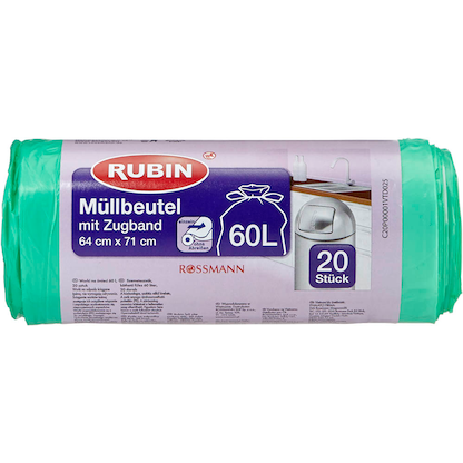 Artikelbild 3 für RUBIN Müllbeutel 60,0 l grün, 20 St., Artikelnummer 213112