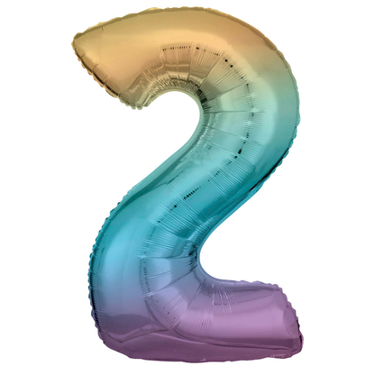 Artikelbild für amscan® Folienballon Zahl 2 regenbogen, 1 St., Artikelnummer 222079
