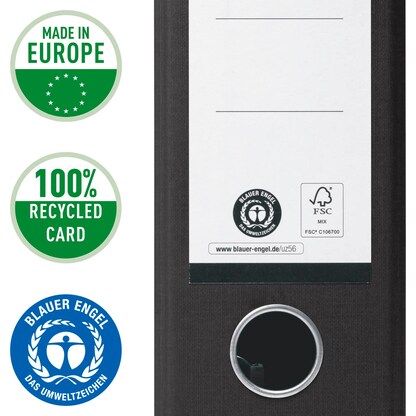 Artikelbild 6 für VON LEITZ Ordner schwarz mamoriert Karton 8,0 cm DIN A4, 1 St., Artikelnummer 635609