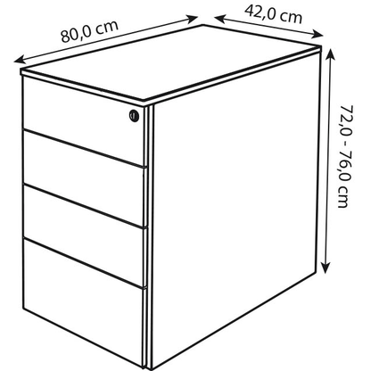 Artikelbild 2 für Kerkmann Form 1 Standcontainer weiß, anthrazit 4 Auszüge ohne-Muldengriff weiß 42,0 x 80,0 x 72,0 - 76,0 cm, Artikelnummer 795961