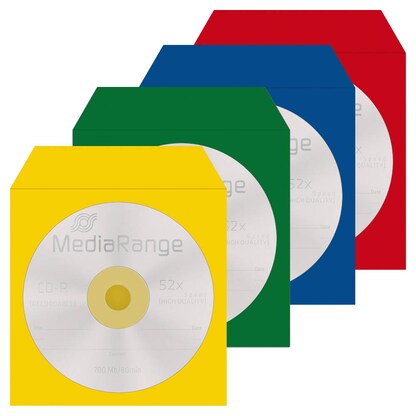 Artikelbild für MediaRange 1er CD-/DVD-Hüllen Papier farbsortiert, 100 St., Artikelnummer 415596