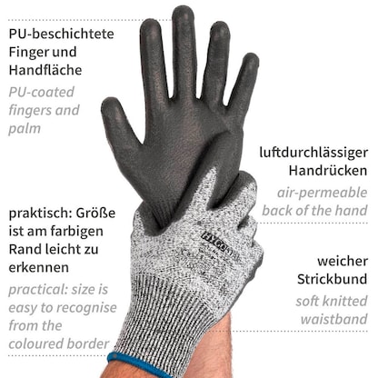 Artikelbild 2 für HYGOSTAR unisex Schnittschutzhandschuhe Cut Safe grau Größe 10, 10 Paar, Artikelnummer 356927
