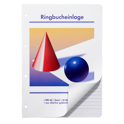 Artikelbild 2 für Ringbucheinlagen Kugel und Kegel A4 liniert, 50 Blätter, 10 Satz, Artikelnummer 426098