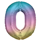 Artikelbild 1 für amscan® Folienballon Zahl 0 regenbogen, 1 St., Artikelnummer 222147