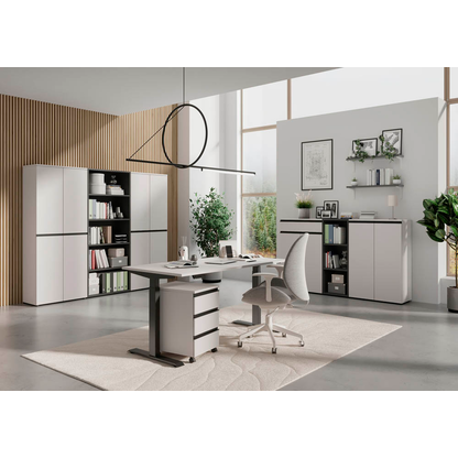 Artikelbild 4 für GERMANIA Bedano höhenverstellbarer Schreibtisch kaschmir rechteckig, T-Fuß-Gestell schwarz 160,0 x 80,0 cm, Artikelnummer 389177