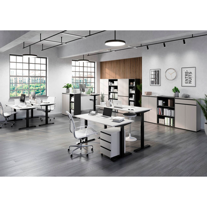 Artikelbild 5 für GERMANIA Bedano höhenverstellbarer Schreibtisch kaschmir rechteckig, T-Fuß-Gestell schwarz 160,0 x 80,0 cm, Artikelnummer 389177