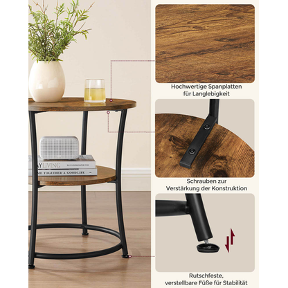 Artikelbild 7 für VASAGLE Beistelltisch rund Spanplatte braun 55,0 x 55,0 x 55,0 cm, 1 St., Artikelnummer 291999