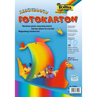 Artikelbild für folia Fotokarton Regenbogen farbsortiert 300 g/qm 10 St., Artikelnummer 963803