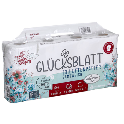 Artikelbild 2 für GLÜCKSBLATT Toilettenpapier samtweich 4-lagig, 8 Rollen, Artikelnummer 671759