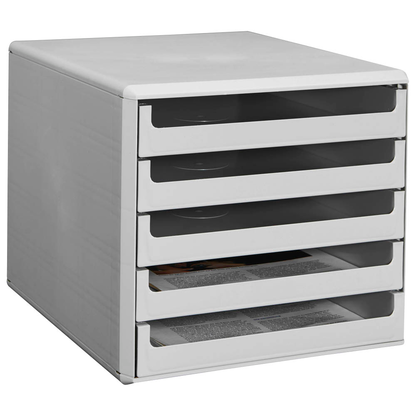 Artikelbild 3 für M&M Schubladenbox lichtgrau 30050909, DIN A4 mit 5 Schubladen, 1 St., Artikelnummer 430918