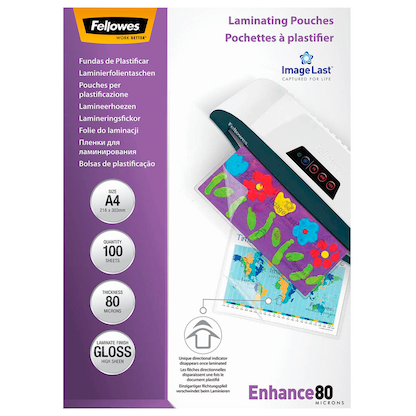 Artikelbild 2 für Fellowes Enhance80 ImageLast Laminierfolien glänzend für A4 80 micron, 100 St., Artikelnummer 306746