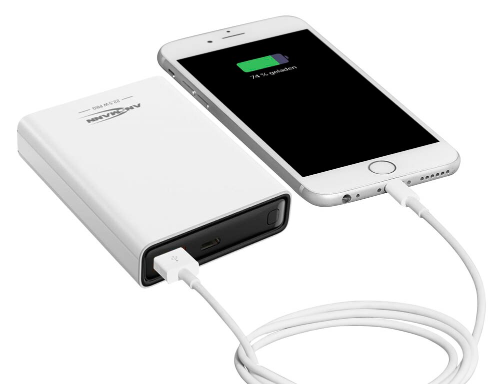 ANSMANN Mini Powerbank 10000 MAh 22,5W PB222PD – Batterie Externe USB-C PD & USB-A QC 3.0 – Charge Rapide Smartphone, Tablette, Ordinateur Portable – Noir