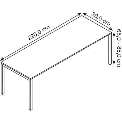 Artikelbild 2 für BISLEY Cito höhenverstellbarer Schreibtisch grauweiß, silber rechteckig, 4-Fuß-Gestell silber 220,0 x 80,0 cm, Artikelnummer 257225