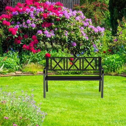 Artikelbild 3 für relaxdays Gartenbank 10026112_0 schwarz Metall 127,0 cm, Artikelnummer 767907